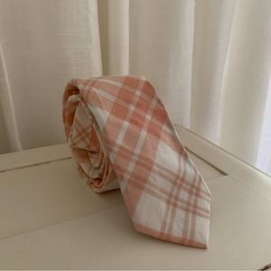 NWT Steven Alan Cotton Tie Peach Plaid